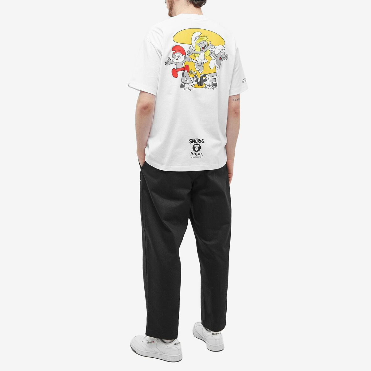 Men's AAPE x Smurfs Face Smurf T-Shirt in White AAPE by A Bathing Ape