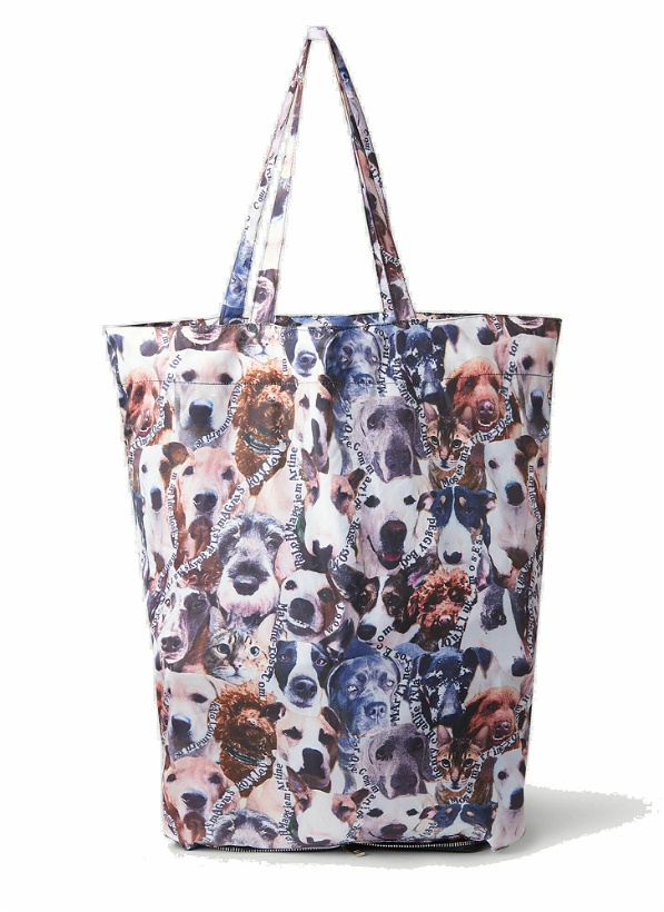 Photo: Martine Rose - Foldable Dog Print Tote Bag in White