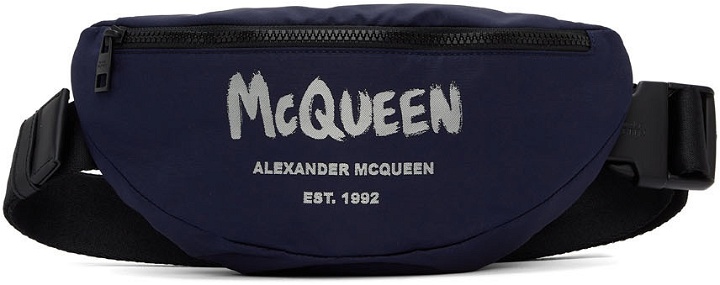 Photo: Alexander McQueen Navy Graffiti Belt Bag