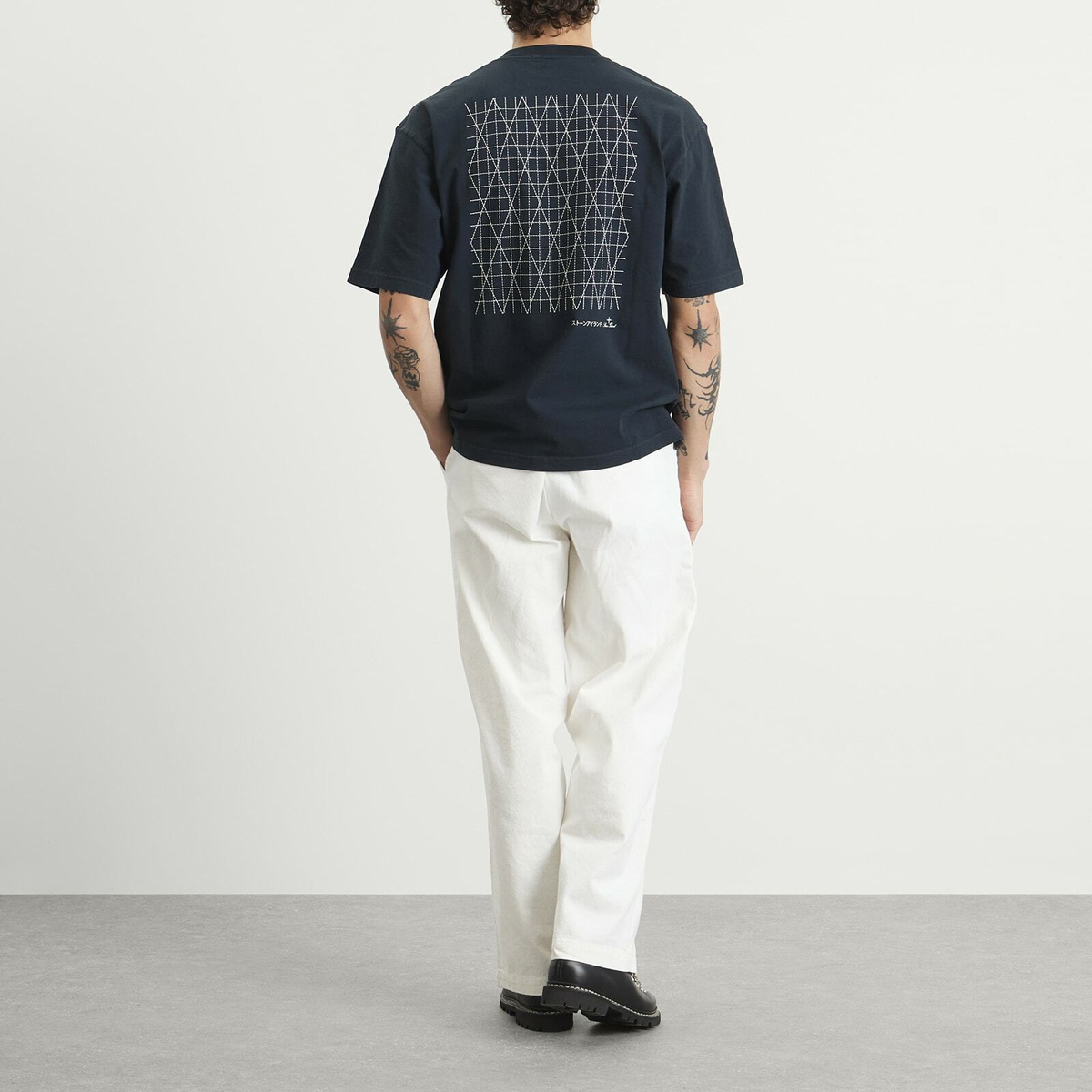 Stone Island Men's Multiaxial Sashiro Embroidery T-Shirt in Navy