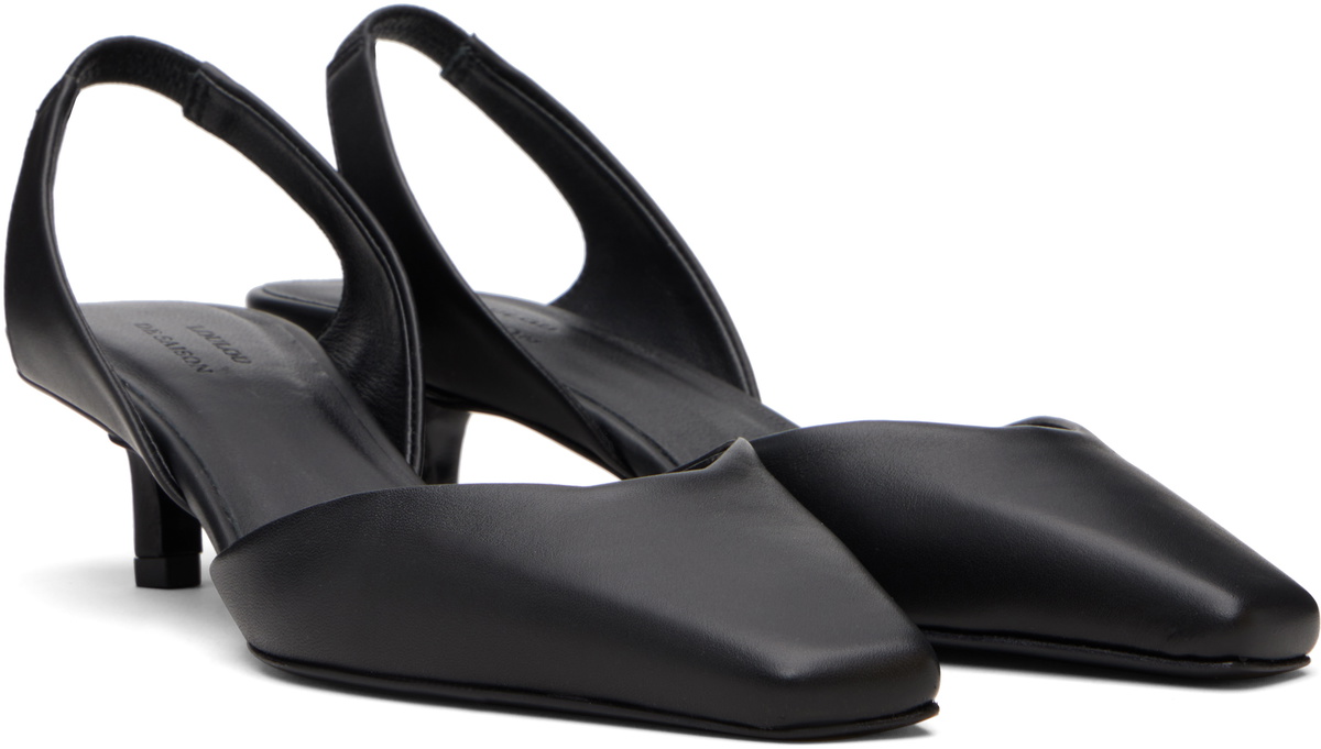 Loulou de Saison Black Akila LDS Leather Slingback Heels