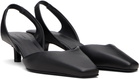 Loulou de Saison Black Akila LDS Leather Slingback Heels