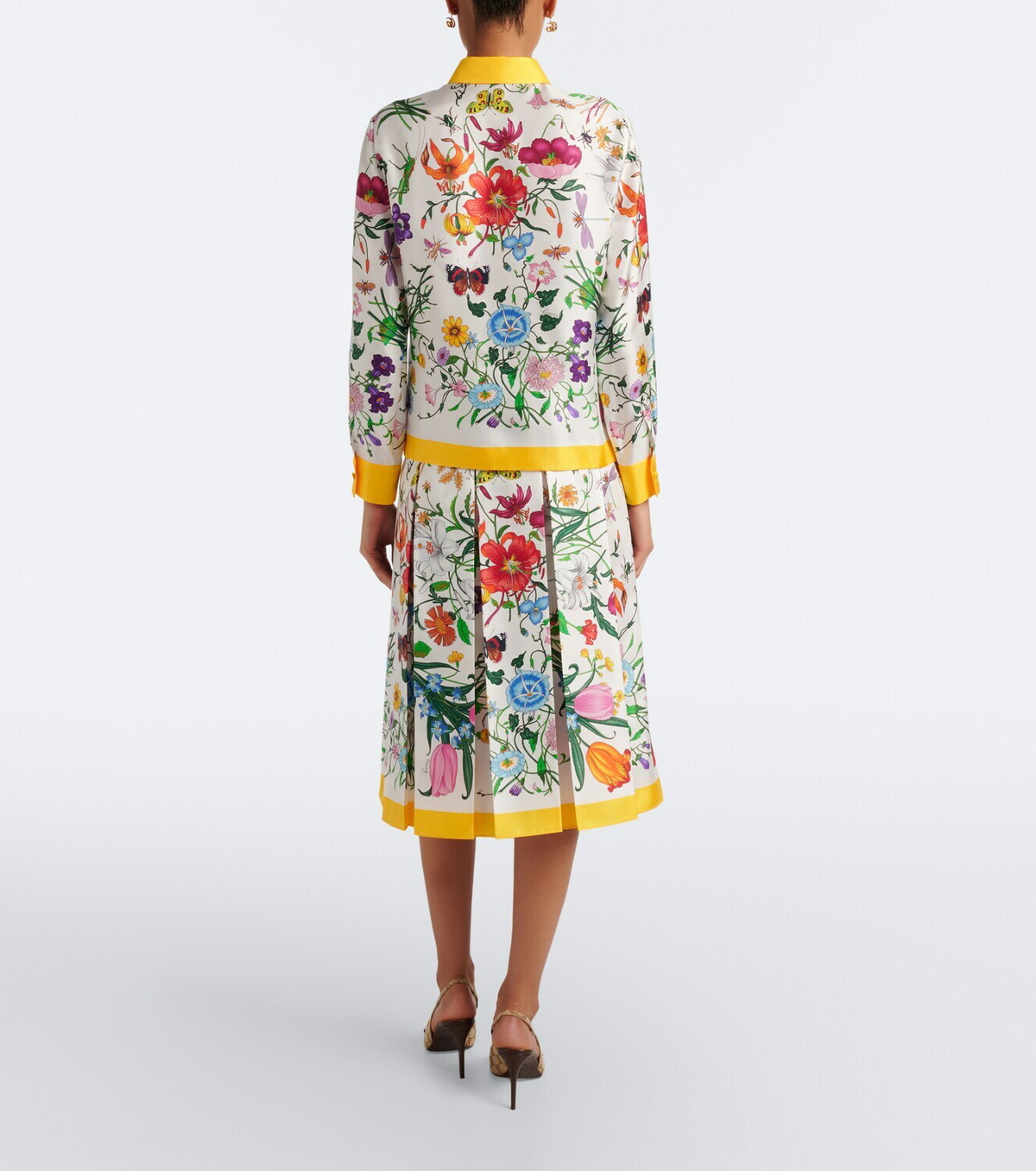 Gucci Gucci Flora pleated silk midi skirt