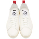 Diesel White and Green S-Clever LS Low Sneakers