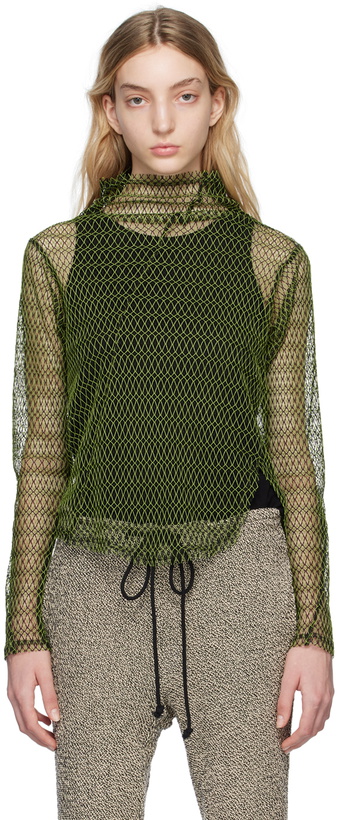 Photo: Song for the Mute Green & Black Twisted Turtleneck