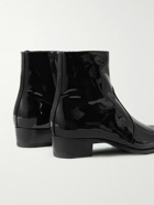 SAINT LAURENT - Wyatt Patent-Leather Boots - Black