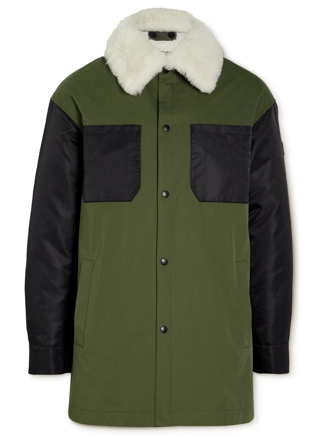 Photo: Yves Salomon - Cotton-Blend Hooded Down Parka with Detachable Shearling Liner - Green