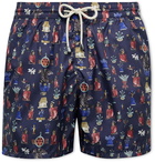 Rubinacci - Mid-Length Printed Swim Shorts - Blue