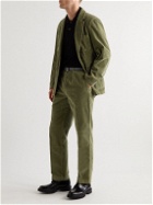 Drake's - Straight-Leg Pleated Cotton-Corduroy Suit Trousers - Green