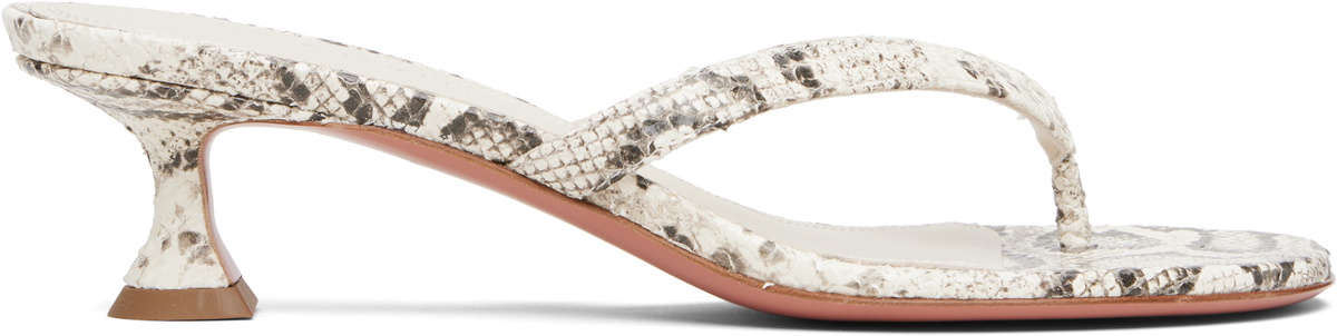 Amina Muaddi Silver Leather Cameron Thong Mules Amina Muaddi