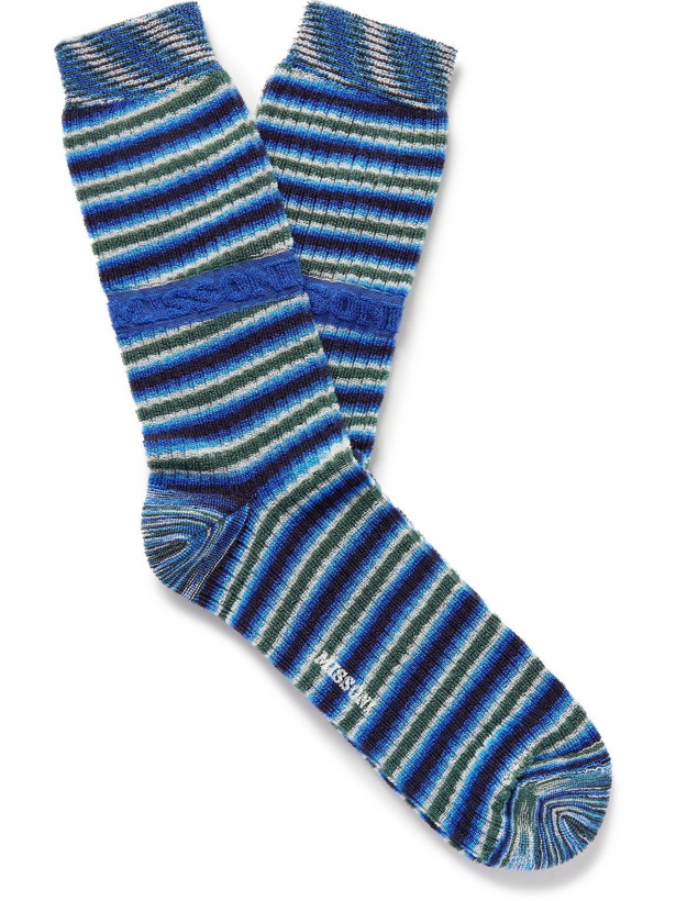 Photo: Missoni - Striped Cotton-Blend Socks - Blue
