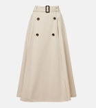 Burberry Belted cotton gabardine midi skirt