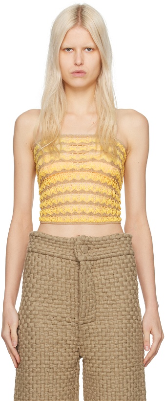 Photo: Isa Boulder SSENSE Exclusive Yellow & Beige Lacey Tube Top