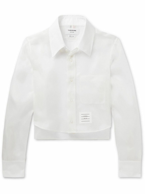 Photo: Thom Browne - Appliquéd Cotton-Trimmed Silk-Organza Shirt - White