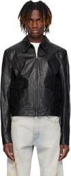 MM6 Maison Margiela Black Creased Leather Jacket