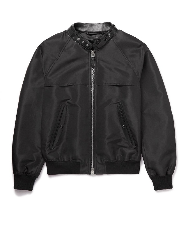 Photo: TOM FORD - Leather-Trimmed Faille Bomber Jacket - Black