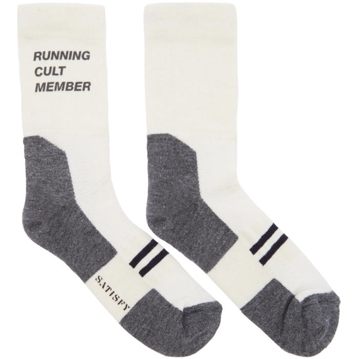 Photo: Satisfy Off-White and Grey Patchwork Tube Socks