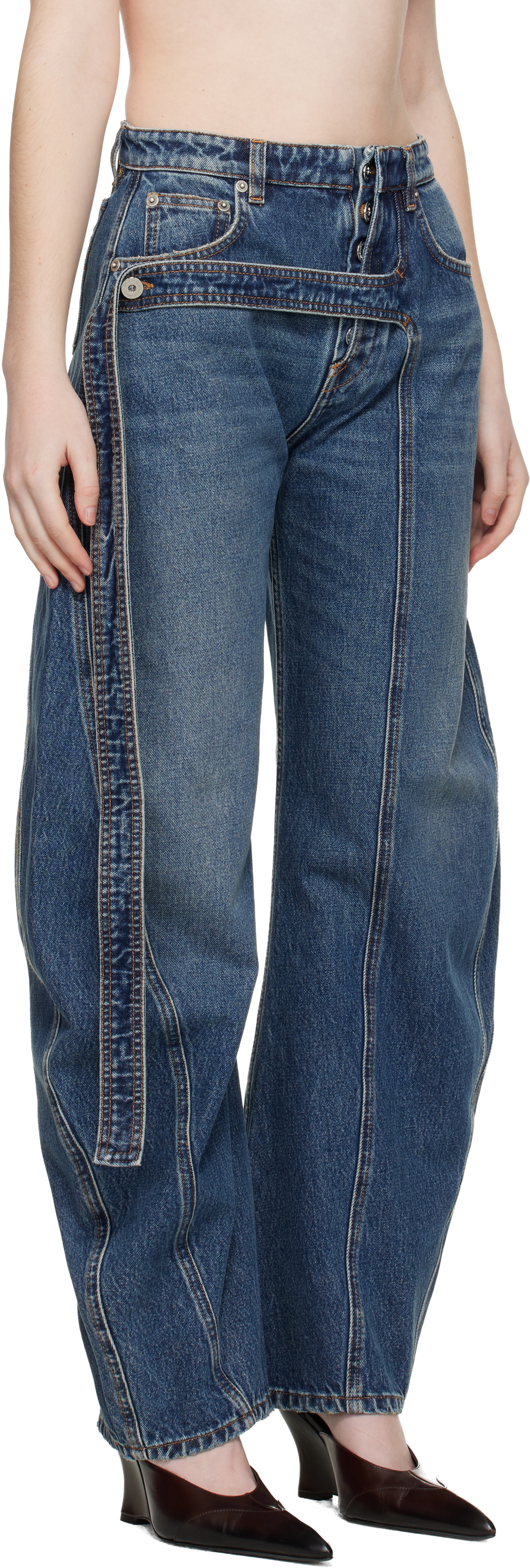 Jean Paul Gaultier Blue 'The Denim Strap' Jeans