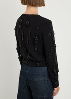 Tory Burch Embellished Wool and Cashmere-blend Cardigan Black