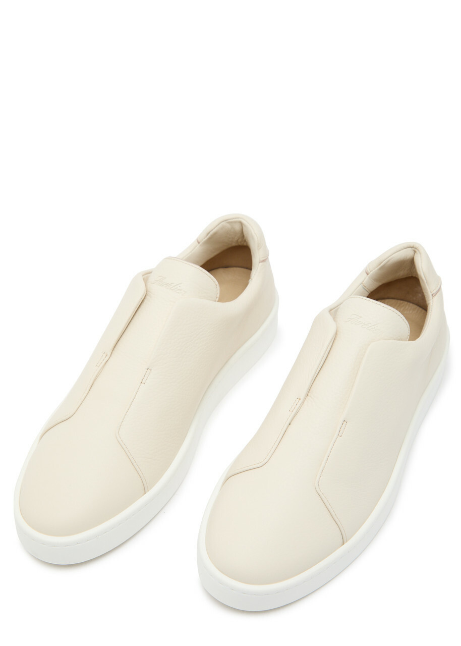Aurélien Aur3 Grained Leather Sneakers Ivory