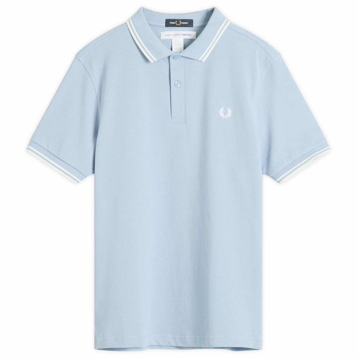 Photo: Comme des Garçons SHIRT Men's x Fred Perry Polo Shirt in Sky Blue