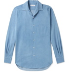 Loro Piana - Camp-Collar Denim Shirt - Blue