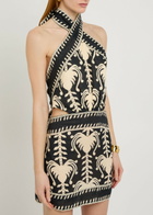 Johanna Ortiz Tide Strength Patterned Linen Mini Dress Black
