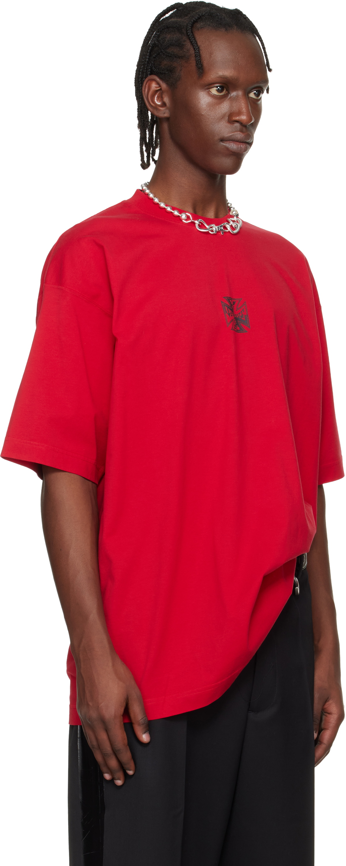 VETEMENTS Red Biker Cross Logo T-shirt