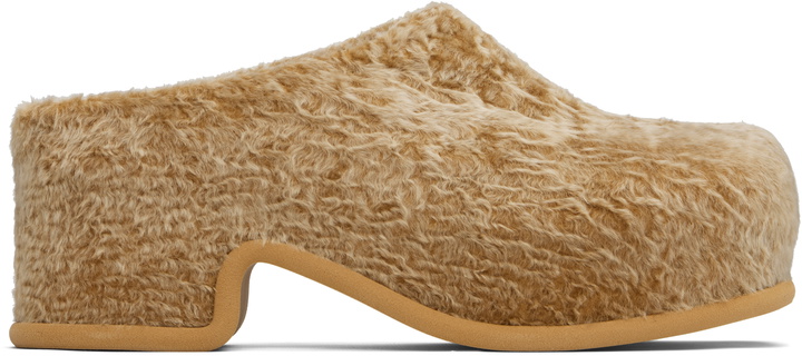 Photo: Dries Van Noten Beige Shearling Slip-on Loafers