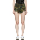 R13 Green Camo Distressed Camp Shorts