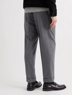 OFFICINE GÉNÉRALE - Hugo Belted Pleated Virgin Wool-Flannel Trousers - Gray