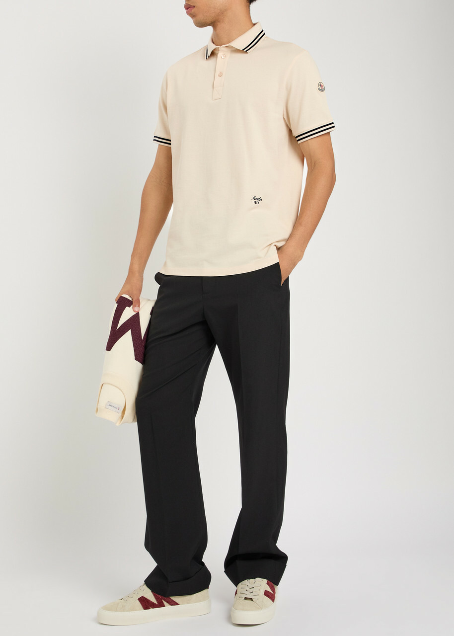 Moncler Logo-embroidered Piqué Cotton Polo Shirt Multicoloured 1