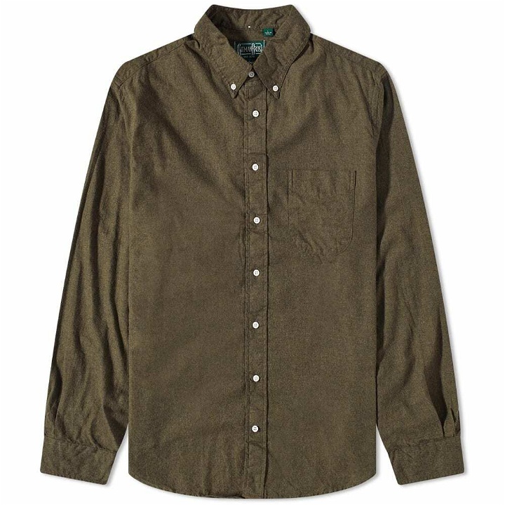 Photo: Gitman Vintage Men's Button Down Classic Flannel Shirt in Olive