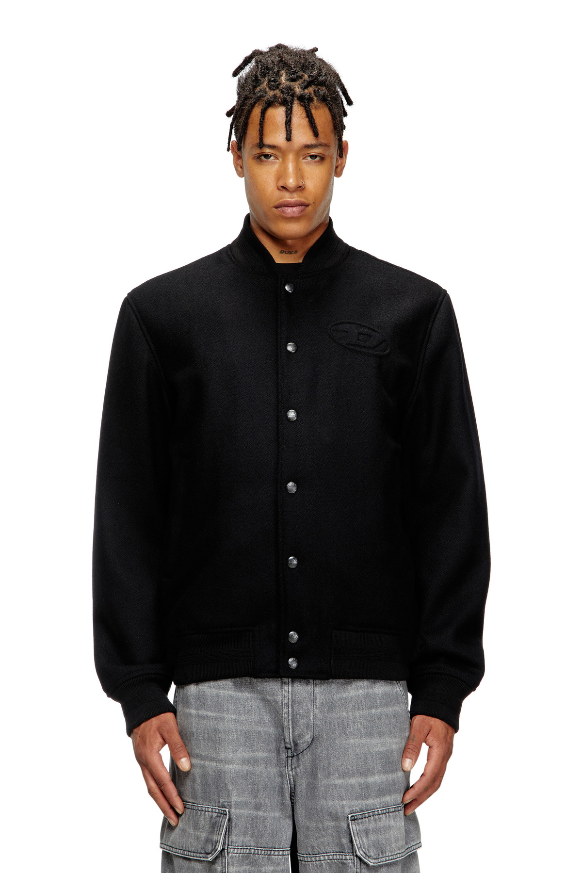 Diesel Padded bomber jacket in wool blend - Jackets Mens in Black