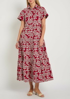 Erdem Floral-embroidered Cotton-blend Midi Shirt Dress Red