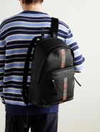 Paul Smith - Mesh-Panelled Striped Full-Grain Leather Backpack