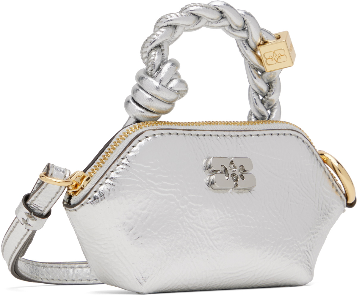 GANNI Silver Metallic Nano Bou Pouch GANNI