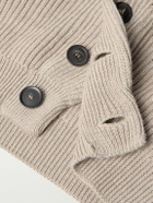 Kingsman - Shawl-Collar Ribbed Wool Cardigan - Neutrals