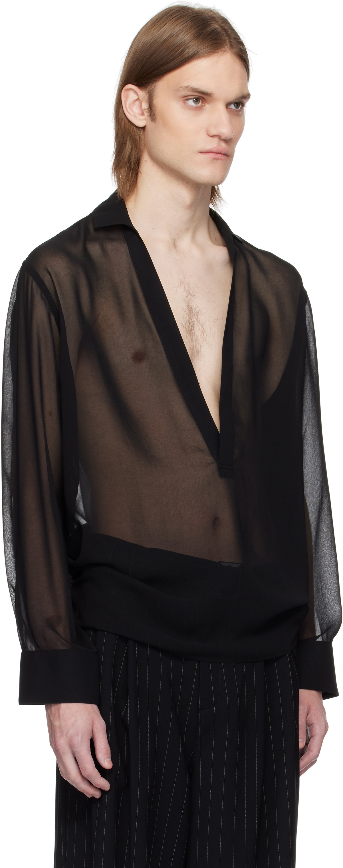 LGN Louis Gabriel Nouchi Black Sheer Shirt