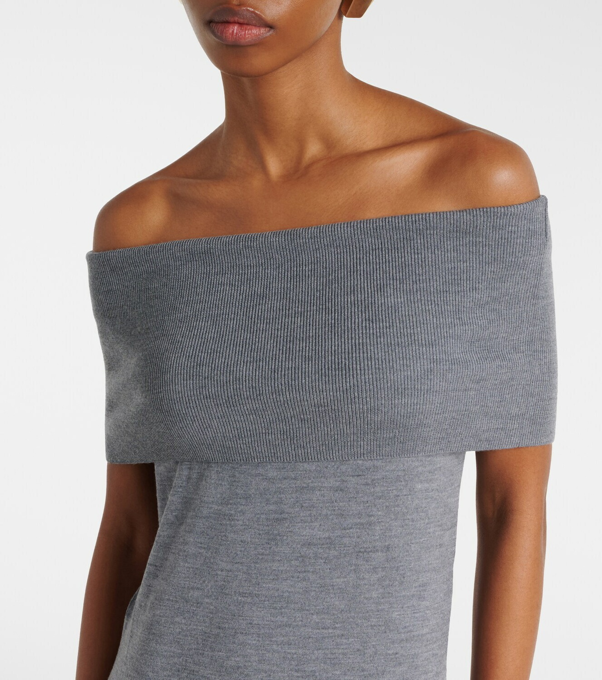 Jardin des Orangers Off-shoulder virgin wool maxi dress