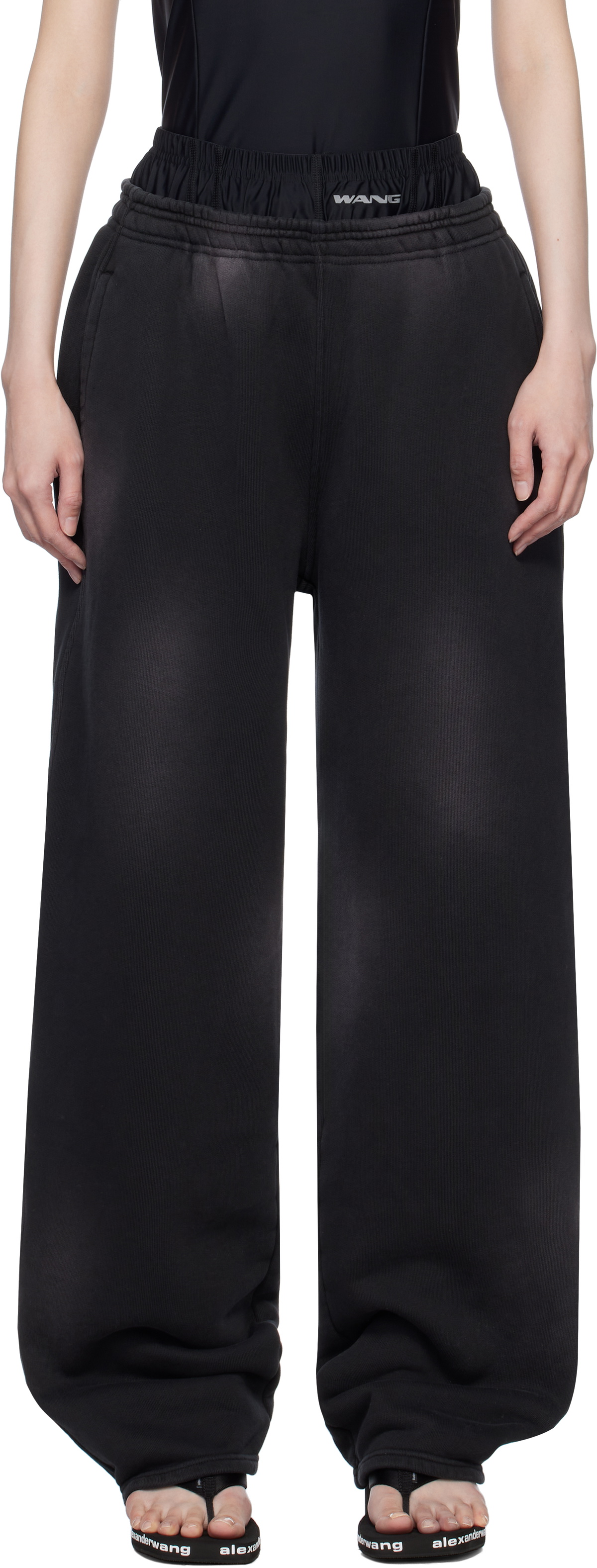 【ALEXANDER WANG】Pre-styled sweatpants with boxer/パンツ black-pre-styled-boxer-brief-