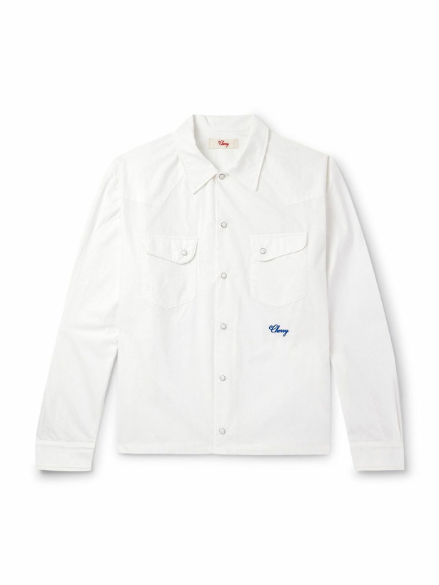 Photo: Cherry Los Angeles - Logo-Embroidered Cotton-Poplin Shirt - White