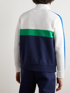 Polo Ralph Lauren - Wimbledon Colour-Block Logo-Appliquéd Cotton-Blend Jersey Sweatshirt - Blue