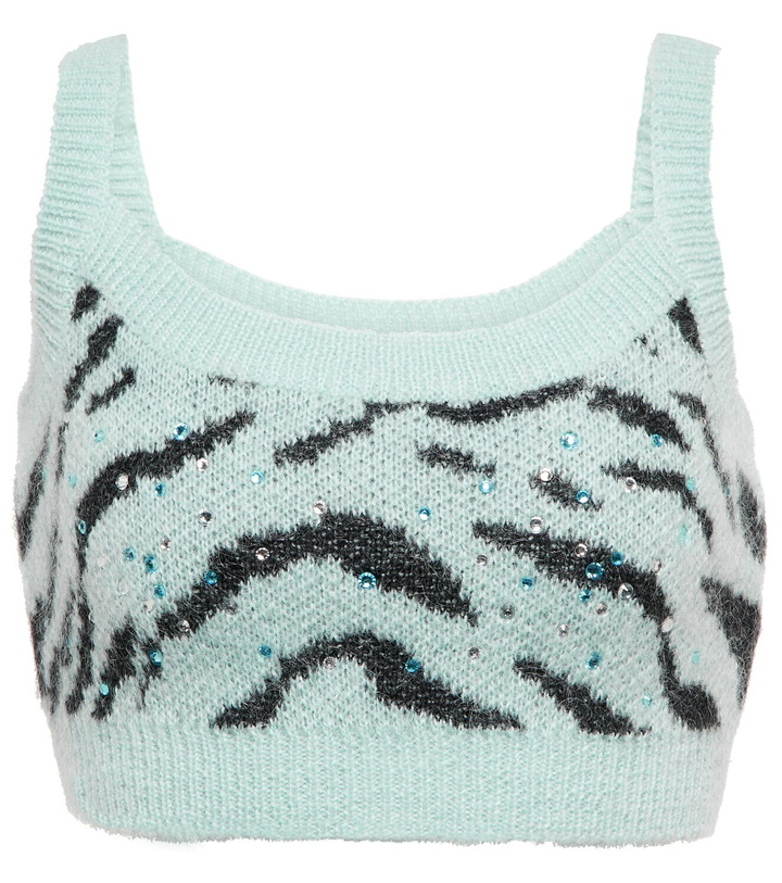 Photo: Alessandra Rich Zebra intarsia wool-blend crop top