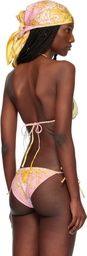 Versace Yellow & Pink Printed Triangle Bikini Top