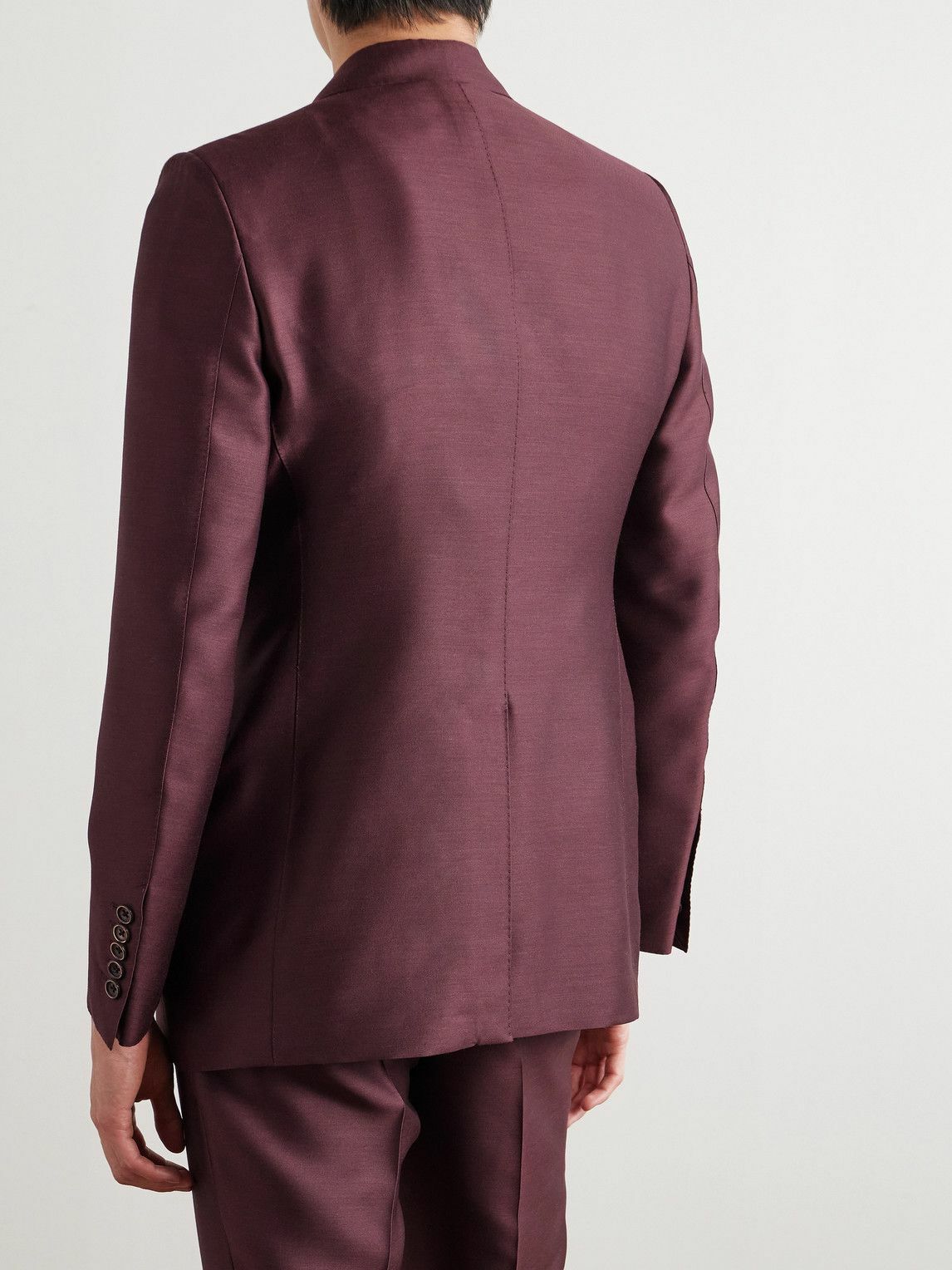 TOM FORD - Wool, Mohair and Silk-Blend Twill Suit Jacket - Burgundy