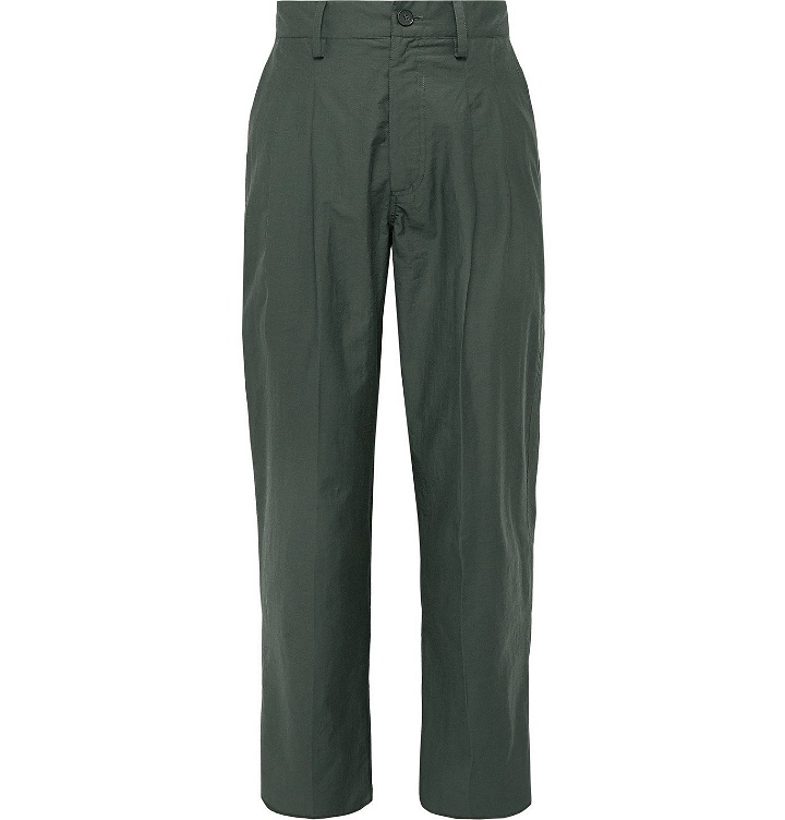 Photo: Nanushka - Athan Cropped Pleated Cotton-Blend Trousers - Green
