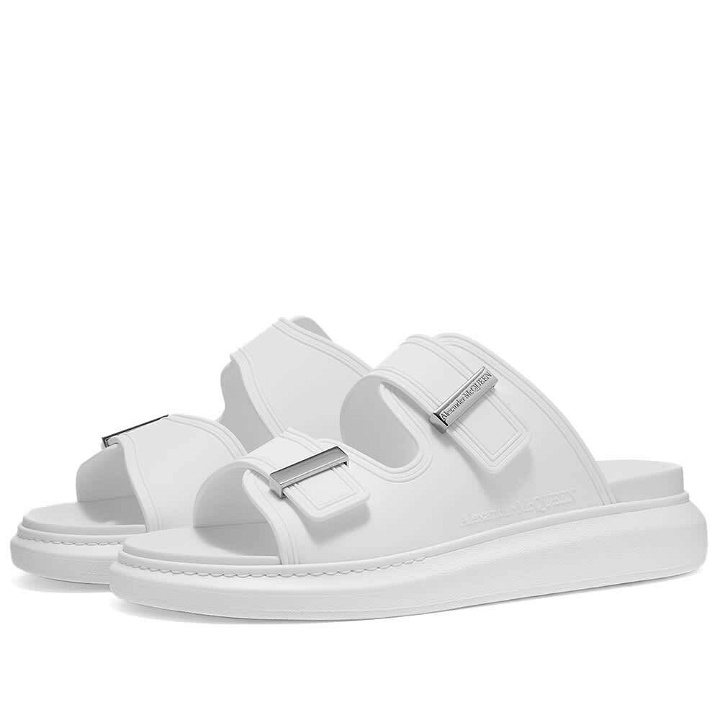Photo: Alexander McQueen Men's Rubber Wedge Sole Sandal in New Ivory/Silver