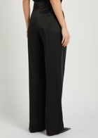 Stella Mccartney Pleated Straight-leg Satin Trousers Black