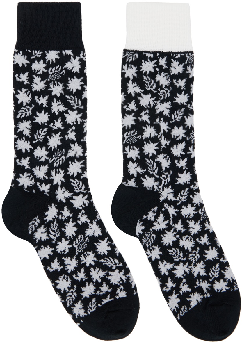 Photo: sacai Black & White Floral Socks